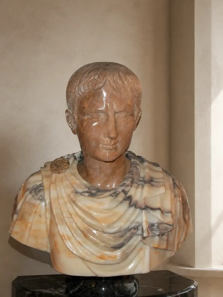 Ritratto marmoreo frontale dell’imperatore Cesare Augusto