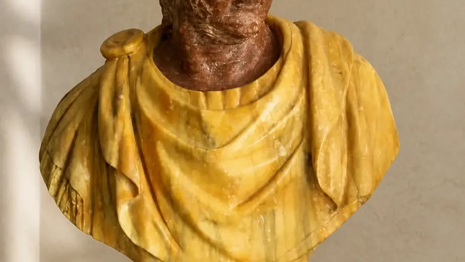 Il ritratto dell'imperatore Nerone è costruito con marmi di differenti colori