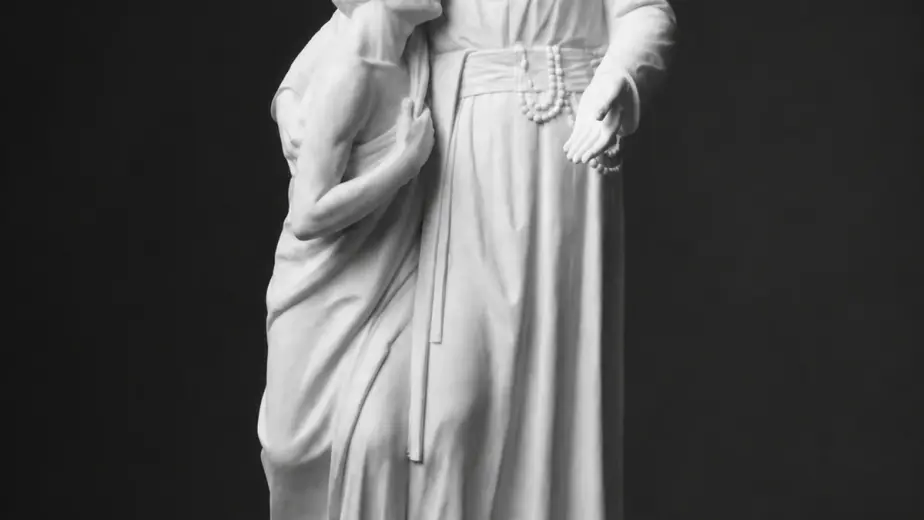 San Camillo de Lellis scolpito a tutto tondo in marmo bianco di Carrara
