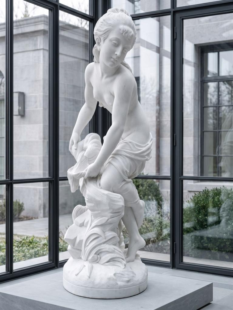 Venere alla fonte in marmo bianco