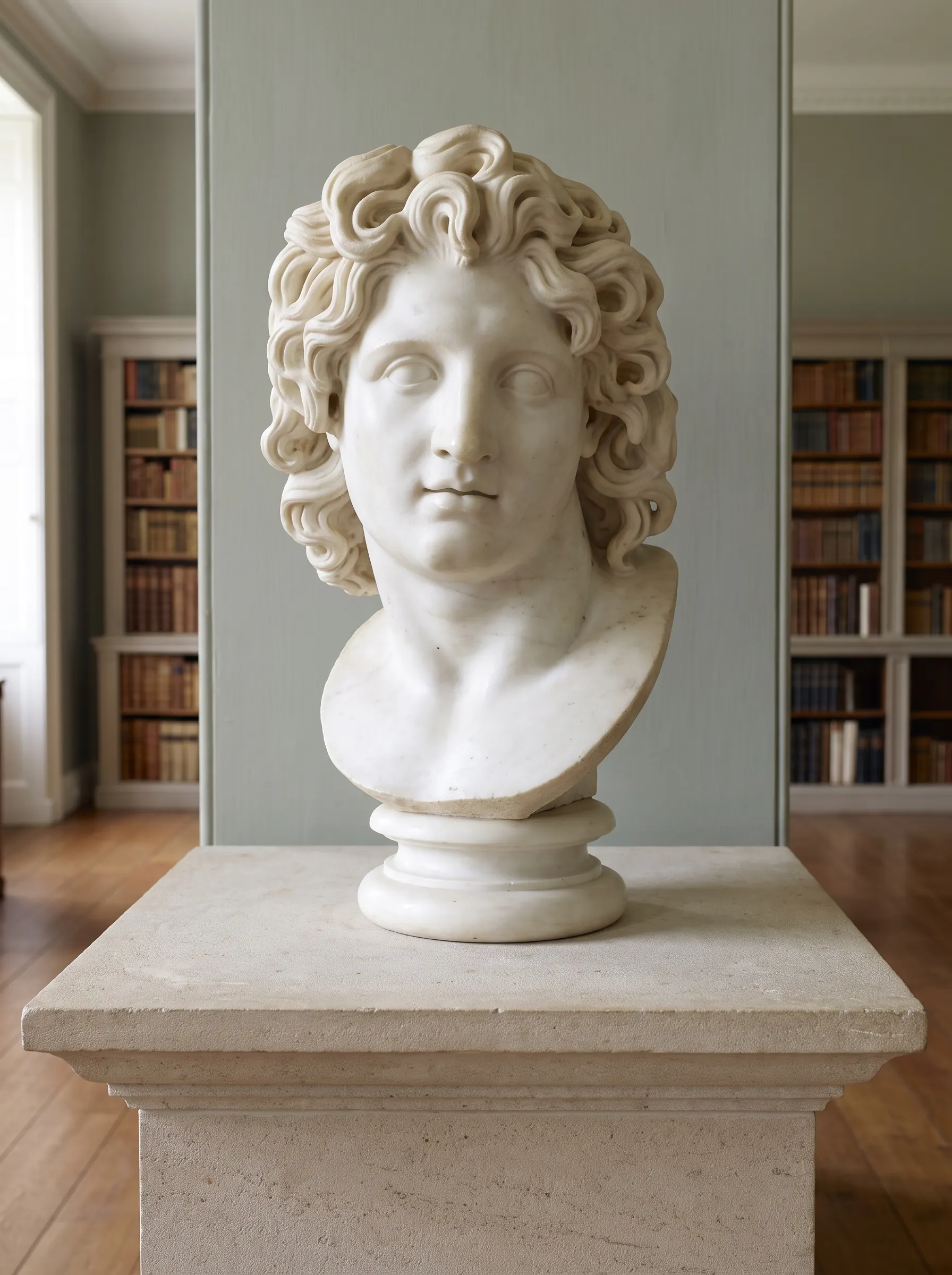 Busto di Alessandro Magno in marmo bianco di Carrara