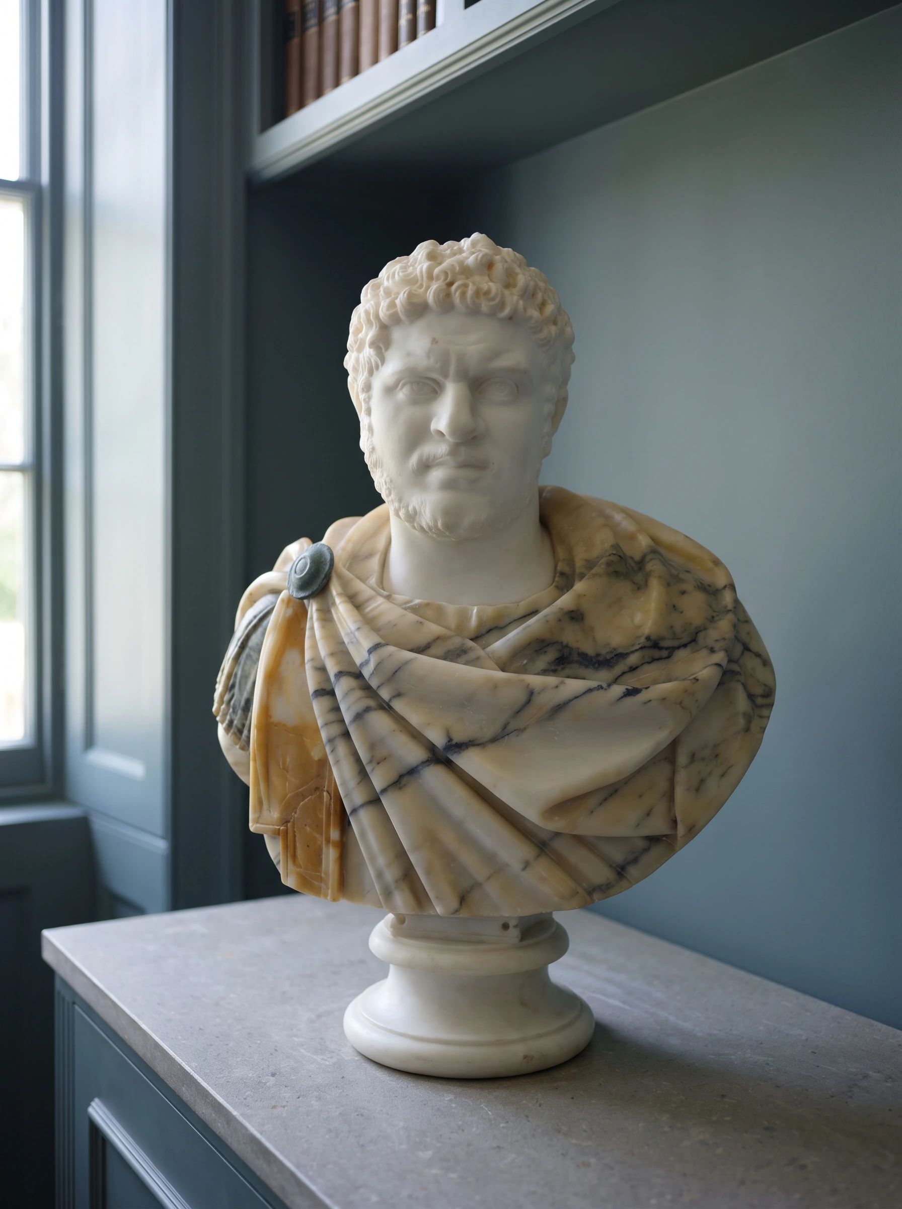 Busto di Caracalla Imperatore Romano Scolpito a Mano in Marmo