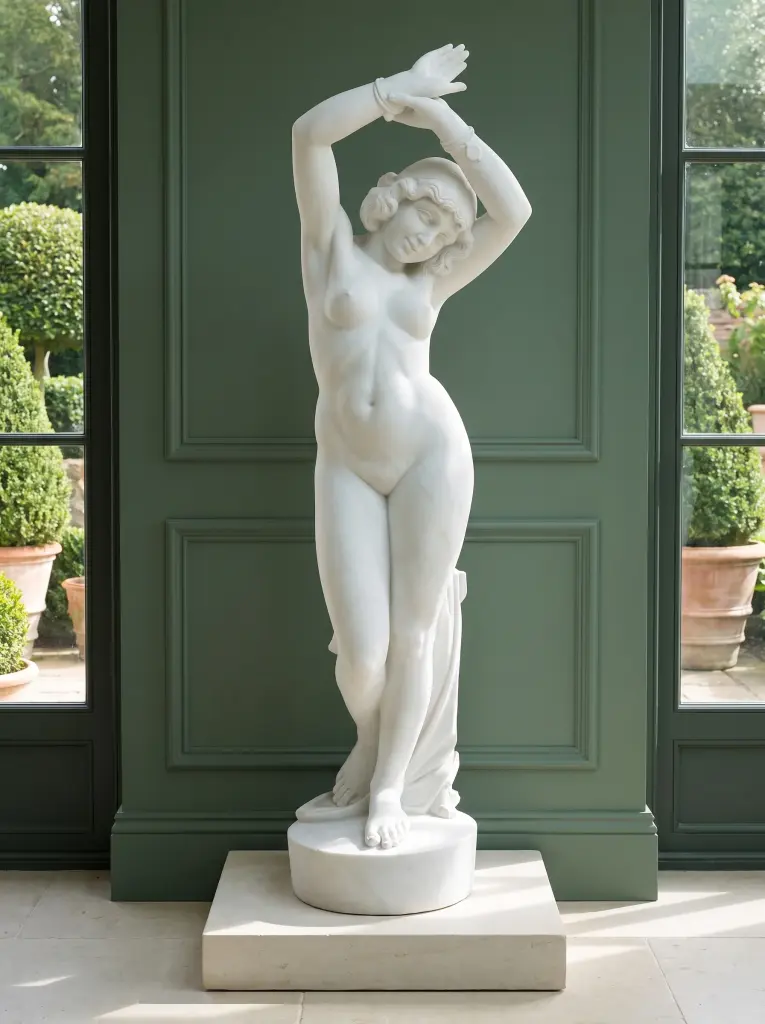 Statua Odalisca in Marmo Bianco