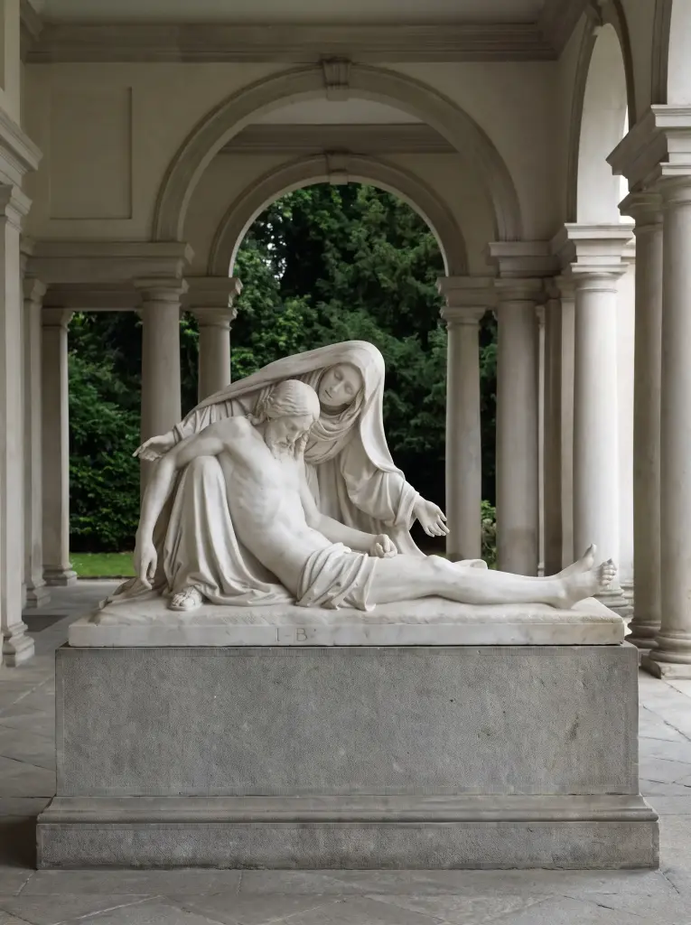 Pietà in marmo bianco di Carrara