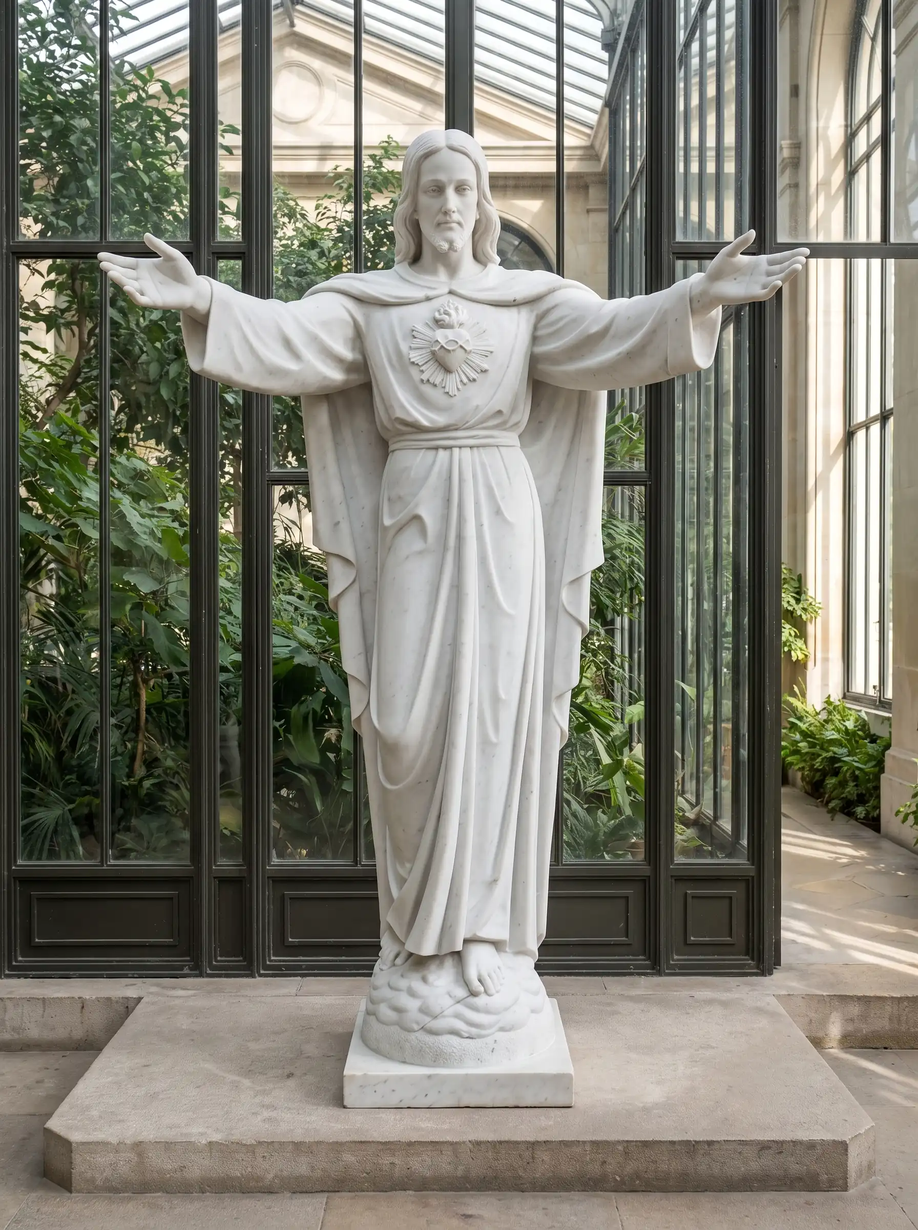 Statua Cristo Redentore a Braccia Aperte Marmo Bianco di Carrara