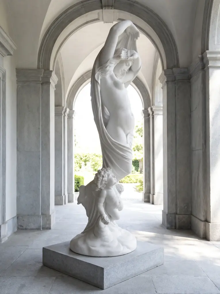 Statua la Notte Scolpita in Marmo Bianco Carrara