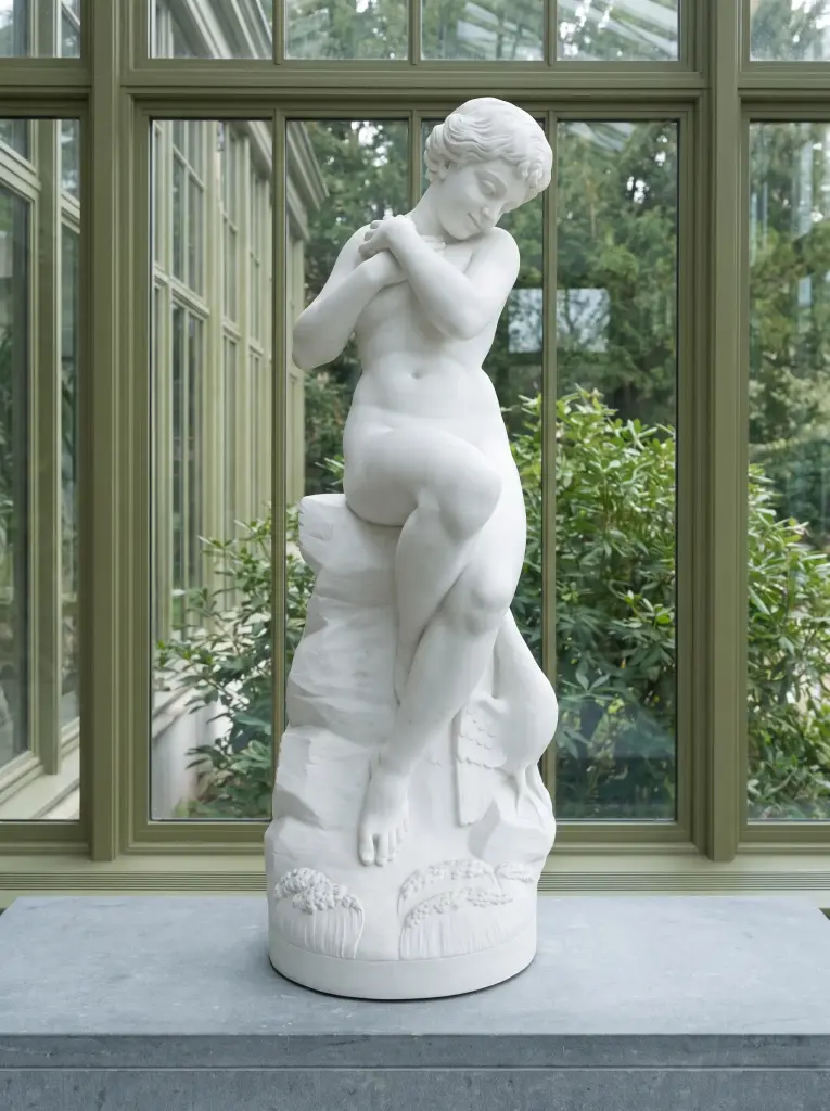 Statua Leda e il Cigno in Marmo Bianco di Carrara