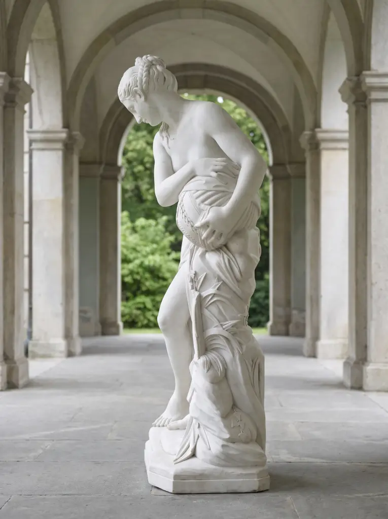 Statua Venere il Vaso di Pandora Scolpita a Mano in Marmo Bianco di Carrara